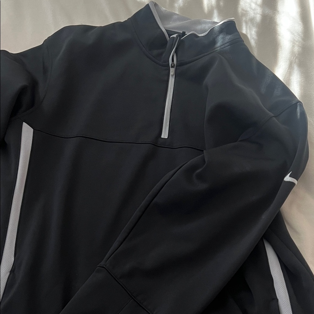 Nike Black and White Quarter-Zip Top